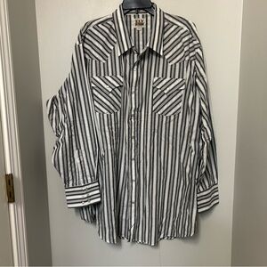 Ely Cattleman Pearl Snap Western Style Shirt Men's 3X Big Gray‎ Long Sleeve